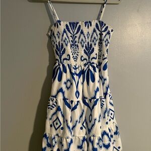 SHEIN Blue and White Abstract Dress